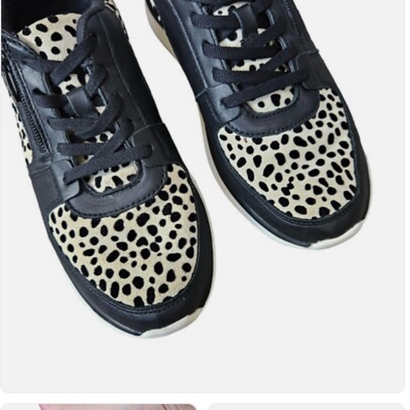 Vionic Remi Spot Animal Print Black cream Suede Leather Sneaker women’s Sz 10 - Picture 3 of 9